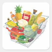 Sticker Carré Panier d'achat supermarché (Devant)