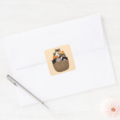 Sticker Carré Panier de chatons (Enveloppe)