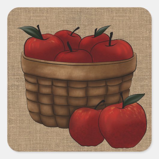 Sticker Carré Panier de pommes (Devant)