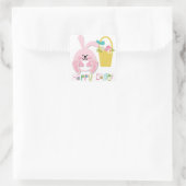 Sticker Carré Panier lapin rose de Pâques (Sac)