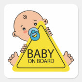 Sticker Carré Panneau bébé à bord (Devant)