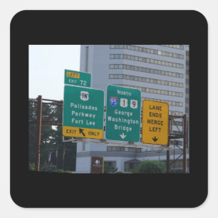 Sticker Carré Panneau d'autoroute I95 pour le pont George Washin