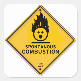 Sticker Carré Panneau d'avertissement drôle de combustion