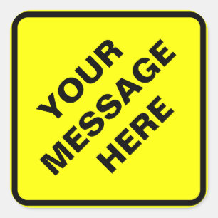 Sticker Carré Panneau d'avertissement jaune