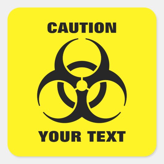 Sticker Carré Panneau d'avertissement jaune fait sur commande de (Devant)