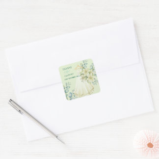 Sticker Carré Panneau de bienvenue de mariage avec feuilles d'eu