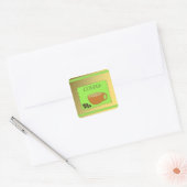 Sticker Carré Panneau de café marron et vert (Enveloppe)