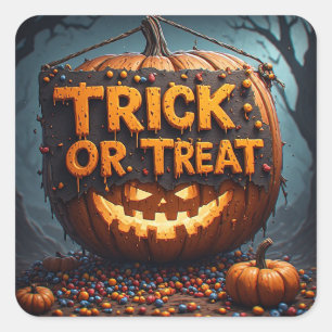 Sticker Carré Panneau de citrouille Trick Or Treat décoration d'