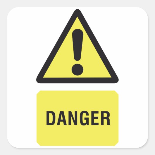 Sticker Carré Panneau de danger jaune (Devant)