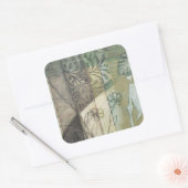 Sticker Carré Panneau de jardin avec Feuilles, fleurs et herbe (Enveloppe)