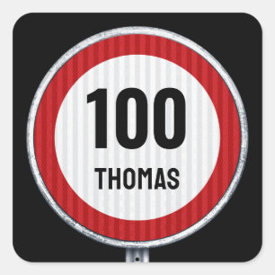 Sticker Carré Panneau de limitation de vitesse pour 100e anniver