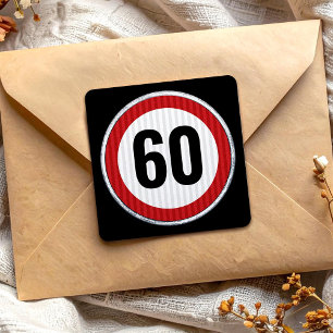 Sticker Carré Panneau de limitation de vitesse pour 60e annivers