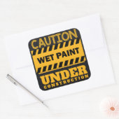 Sticker Carré Panneau de peinture humide en construction (Enveloppe)