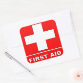 Sticker Carré Panneau de premiers secours rouge (Enveloppe)
