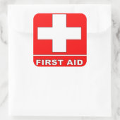 Sticker Carré Panneau de premiers secours rouge (Sac)