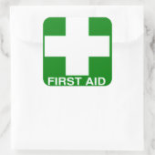 Sticker Carré Panneau de premiers secours vert (Sac)