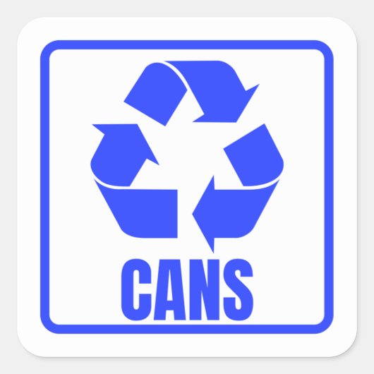 Sticker Carré Panneau de recyclage boîtes bleues (Devant)