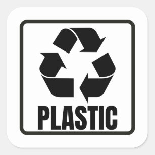 Sticker Carré Panneau de recyclage plastique noir