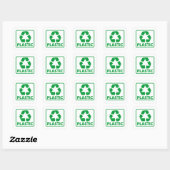 Sticker Carré Panneau de recyclage plastique vert (Feuille)