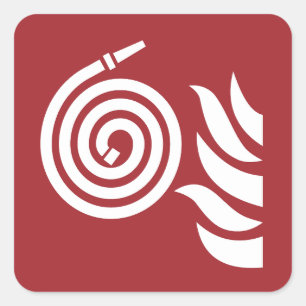 Sticker Carré Panneau de sécurité du tuyau d'incendie