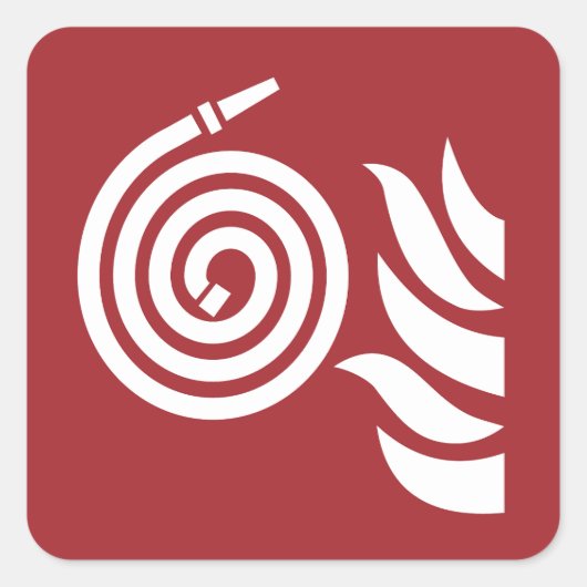 Sticker Carré Panneau de sécurité du tuyau d'incendie (Devant)