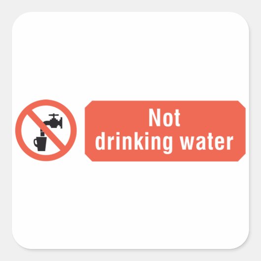 Sticker Carré Panneau de sécurité pour eau non potable (Devant)