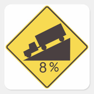 Sticker Carré Panneau de signalisation de pente raide pour camio