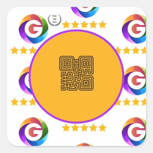 Sticker Carré Panneau de table Google Reviews | Socle de code QR (Devant)