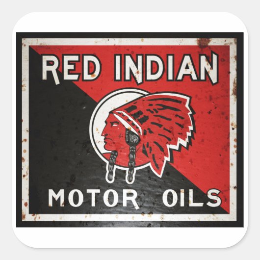Sticker Carré Panneau Red Indian Motor Oil rouillé vers. (Devant)