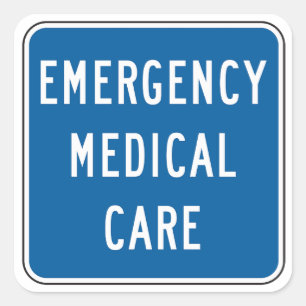 Sticker Carré Panneau routier de soins médicaux d'urgence