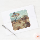 Sticker Carré Panneau Triste Alien Devant Las Vegas (Enveloppe)