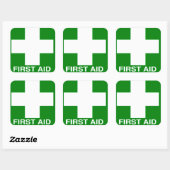 Sticker Carré Panneau vert de premiers soins (Feuille)
