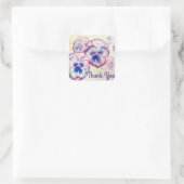 Sticker Carré Pansies de Pansy Fleur violet Merci rose (Sac)
