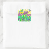 Sticker Carré Pansies de tulipe pourpre Fleurs d'aquarelle (Sac)