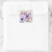Sticker Carré Pansies Pansy Fleur violet Rose floral (Sac)