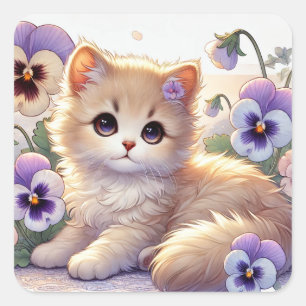 Sticker Carré Pansy Kitten