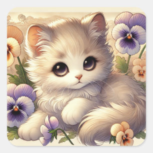 Sticker Carré Pansy Kitten