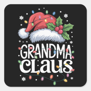 Sticker Carré Pantalon de Noël de Grand-mère Claus avec lumières