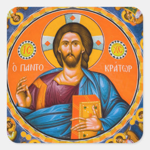 Sticker Carré Pantocrator Seigneur de toute icône chrétienne ort