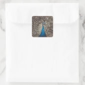 Sticker Carré Paon Bleu Antique (Sac)
