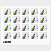 Sticker Carré Paon brillant (Feuille)