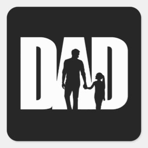 Sticker Carré Papa Avec Fille Chemise Fête des pères Idées T-Shi