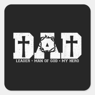 Sticker Carré Papa bénit Croix chrétienne religieuse père
