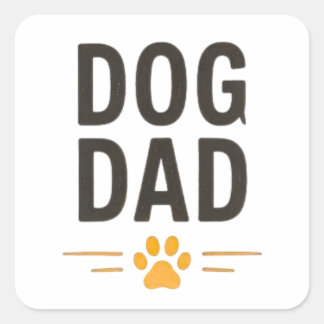 Sticker Carré Papa Chien avec Dessin Simple de Patte