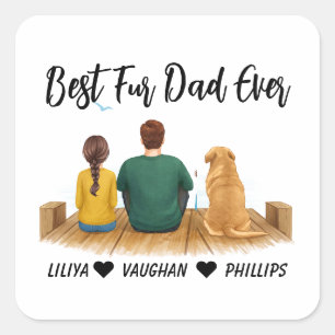 Sticker Carré Papa Chien Personnalisé   Meilleur Papa Chien Ever
