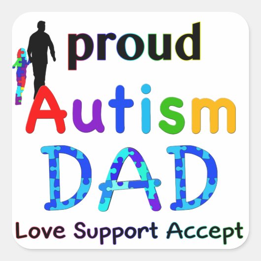 Sticker Carré Papa de l'autisme fier (Devant)