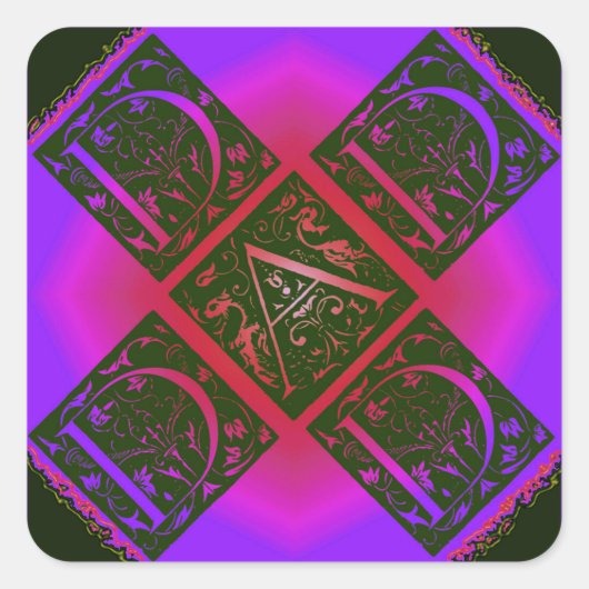 Sticker Carré Papa Fancy Typographie Motif Noir & Violet (Devant)