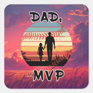 Sticker Carré Papa, mon PVP - Fille et papa