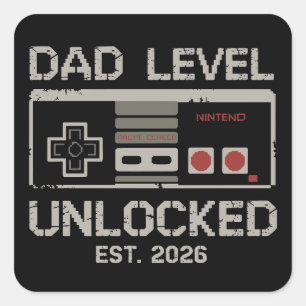Sticker Carré Papa Niveau Débloqué 2026 Bientôt Papa Joueur
