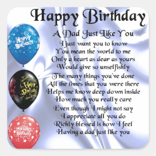 Sticker Carré Papa Poem Joyeux anniversaire